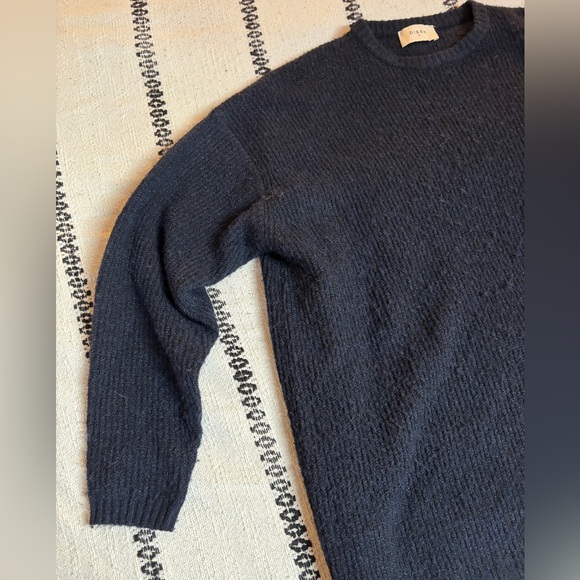 Dissh Oversized Crew Neck Long Sleeves Boucle Sweater Navy Ink Blue - Size Small - Picture 5 of 9